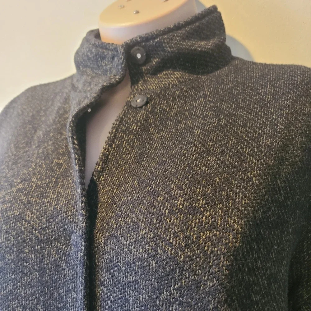 Elleen Fisher Organic Cotton Stand Collar women's jacket size L unlined